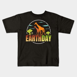 Logo Africa Giraffes In Savannah For Earth Day Kids T-Shirt